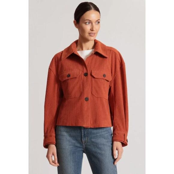 Avec Les Filles Relaxed Corduroy Shacket Oversized Burnt Orange Rust Size Large - Picture 3 of 13